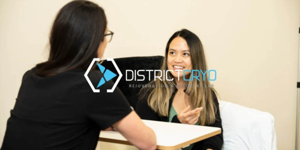 Image of District Cryo logo with text highlighting their medical weight loss and recovery services in Phoenix, AZ.